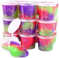 Tuupowana18 Pack Mini Glitter Galaxy Slimes,Girls and Boys Classroom Reward Slime Party Favors,Non-Sticky,Stress Relief,Valentine's Day Party Supplies Goodie Bag Stuffers