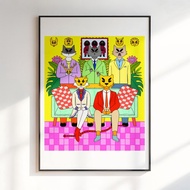 魷魚遊戲貓咪插畫｜韓劇風格掛畫 A4 海報