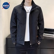 NASA Mới Thu Đông Áo Khoác Nam Dành Cho Học Sinh Đại Học Chống Gió Có Dây Kéo Cổ Áo Đứng Sợi Polyest