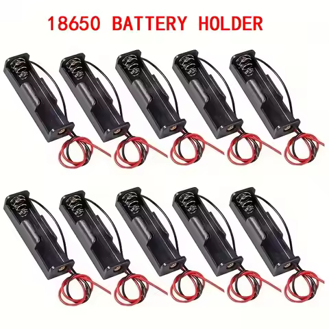 10pcs 1 Slots 18650 Battery Case Holder With Black Red Wire Lead Pin Bundle DIY Battery Storage Box