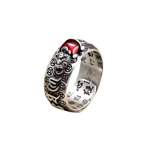 Vintage Original Feng Shui Ring Amulet Protection Lucky Wealth Men's Ring Golden Toad Jewelry Rings 