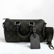 S5558-LV  Keepall Bandouliere 25黑灰原花波士頓包M46271