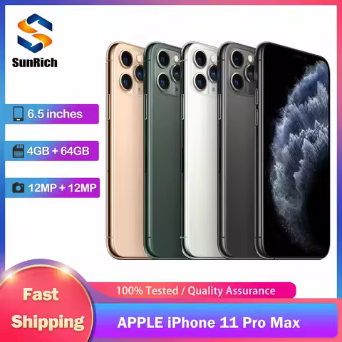 Original Apple iPhone 11 Pro Max Mobile Phone Face ID 64GB/256GB 11PM NFC 6.5'' OLED Screen A13 Bion
