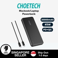 (SG) CHOETECH Macbook/Laptop Powerbank - 20000mAh PD+QC 45W Fast Charging Power Bank B626