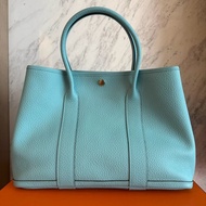 HERMES Garden party 30 藍色花園手提包