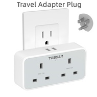 SG to USA Plug Adapter with 2 USB, TESSAN 2 Way Grounded USA Travel Adapter,Plug Adapter Travel from SG to Taiwan, America, Canada, Thailand, Mexico (Type B)