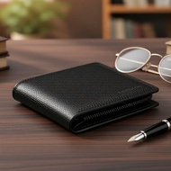 PU - 8,,/  Dompet Pendek Kulit PU untuk Lelaki - 8 Slot Kad, Pemegang ID & Tiket, Hitam/Coklat