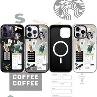 High Quality Casetify Starbucks Sticker Wireless Magnetic Charging Mirror Casing For IPhone 15 Pro Max 14PLUS 11 12 13 12Pro Case Cover Soft Border Back PC Hard Bumper