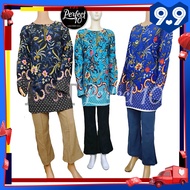 FST Muslimah S-5XL Plus Size Zip Flora Batik Long Sleeve Fashion Blouse Baju Raya 2021 [757_3]