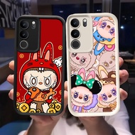 Q-99 Cute Pink Labubu Black white Case for VIVO IQOO Z9 Y200 U5X T3 Y300 Y19S Pro Lite 5G