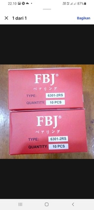 Ball bearing 6301 2RS FBJ
