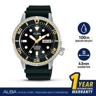 Jam Tangan Pria Alba Automatic Silicone Black Strap AL4250X1 AL4250 Original
