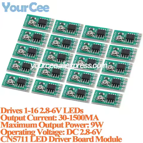 20pcs/1pc CN5711 LED driver module DC 2.8-6V 30-1500MA constant current adjustable module PWM contro