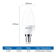 Megaman LED Candle Bulb C35 5.5W E14 2700K Warm White Energy Saving Decorative Candle Light Bulb (Ur