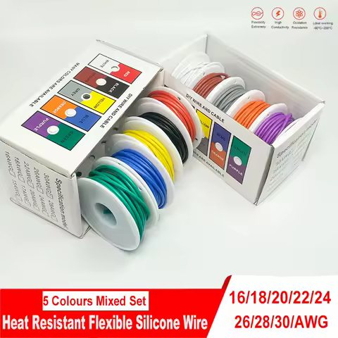 Heat Resistant Flexible Silicone Wire 30AWG 28AWG 26AWG 24 22 20AWG 18AWG 16AWG Stranded Tinned Copp