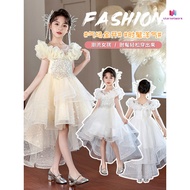 European American Style Girls Clothing Gauze Evening Dress Medium Large Children Clothing Flower Gir