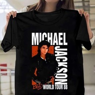 S-5XL Ready stock [Cod] Michael Jackson Bad Tour 88 Classic Unisex T Shirt Vintage Boxy Memorial T-S