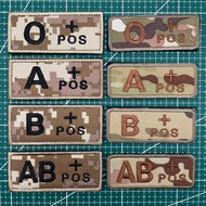 Spot Goods#3D Embroidery A B AB O+POS Blood type patch, Velcro patch, military fan tactical morale p