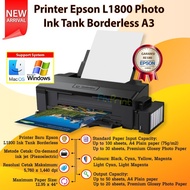 Printer Epson L1800 A3 Photo Ink Tank Borderless A3+ 6 Color New Infus