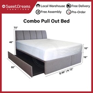 Combo Pull Out Bed | Bedframe + Mattress | Available Queen &amp; King size with Single or Super Single Pull out Bed