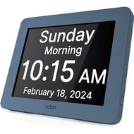 Robin Clock 2025 with Day and Date for Elderly, Clocks for Seniors, Dementia Clock, Digital Calendar