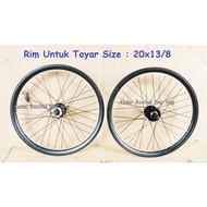 Rim  20x1 3/8 boleh pasang disc /rotor dan gear  untuk basikal fixie , folding bike  dan juga basikal biasa.