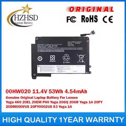 00HW020 11.4V 53Wh 4.54mAh Genuine Original Laptop Battery For Lenovo Yoga 460 20EL 20EM P40 Yoga 20