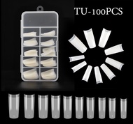 เล็บปลอม เล็บpvc สีขาว สีใส100 ชิ้น ขาวแบบเต็มเล็บ เล็บปลอม PVC แบบเต็มเล็บ 100ชิ้น