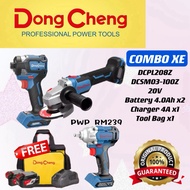 DONGCHENG COMBO XE 20V DCSM03-100Z ANGLE GRINDER / DCPL208Z IMPACT DRIVER / 4.0Ah / 4A FAST CHARGER