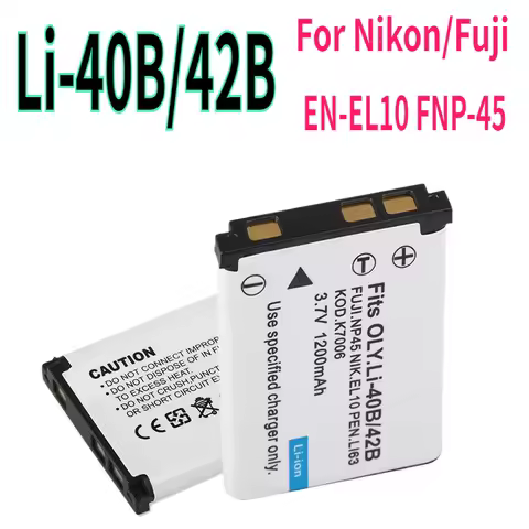 2PCS Li-40B/42B ENEL10 FNP45 Battery 1200mAh for Olympus Li-40B 42B Nikon EN-EL10 Fuji FNP-45 CNP80 