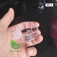Cepuk Tempat Pakan / Wadah Makan Minum Burung Segi 4 &Segi 8 Elite Song Mika Akrilik Clear No 1 2 3