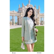 Women's long-sleeved tweed outfit Set with Orchid feminine A-skirt - BD13A666