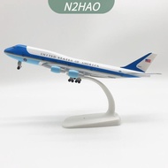 【N2HAO】 เครื่องบินอัลลอยด์20ซม. กองทัพอากาศสหรัฐเครื่องบินจำลองหนึ่ง B747พร้อมอุปกรณ์ลงจอดสำหรับเด็ก
