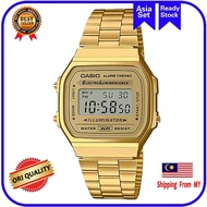 ( 2 YEARS WARRANTY ) Jam Tangan Lelaki Casio Vintage A168WG-9W Digital Silver Stainless Steel Strap 