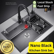 Nano Black 304 Stainless Steel Kitchen Sink Set | With Kitchen Sink Tap Faucet