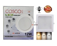 Cosgo SIRIM 4'' Led 12W Panel Downlight [ Round / Square Daylight ] Built In Driver