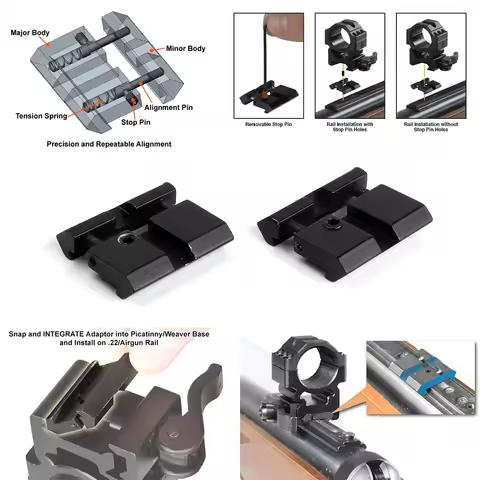 Tactical Rifle 11mm Dovetail to 20mm 22mm Picatinny Rail Mount 1/8 3/8 Adapter Accessory Hunting Sco