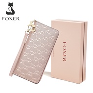 Foxer wallets for women card holder wallet leather wallet with wrist strap