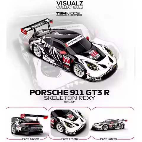 MINIGT 1:64 2025 Porsche 911 GT3 R AORacing “REXY” Skeleton Car #77-lMSA Petit LeMans 1:64 Scale