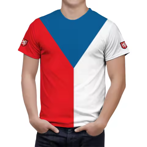 Men T-shirt Czech Republic Flag 3D Printed Harajuku Short Sleeve Vintage T Shirts Men Clothing Camis
