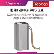 YOOBAO H5 PRO 50000mAh Power Bank 100W PD Fast Charging 2C+1A 65W Input Laptop Portable Charger 185W