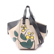 [二手] LOEWE Hammock Bag Small, Herbarium, 2-Way Handbag, A538S35X34, Greige/Black Leather, Women's.