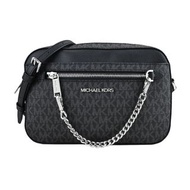 全新 Michael Kors Jet Set Item Shoulder Chain Crossbody Bag 大號 Logo 斜背包 / MK 手袋 / 包包 *** Black / Silve