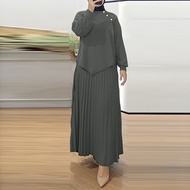 ZANZEA | ชุดมุสลิม ZANZEA ปี 2025 ฮิญาบแบบเรียบร้อย ชุดกระโปรง 2 ชิ้น เสื้อแขนยาวชายเสื้อไม่เท่ากันแ