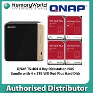 [QNAP Authorized Distributor]QNAP TS-464(8G) 4 Bay Tower NAS bundle promotion with 4 x WD Red Plus N