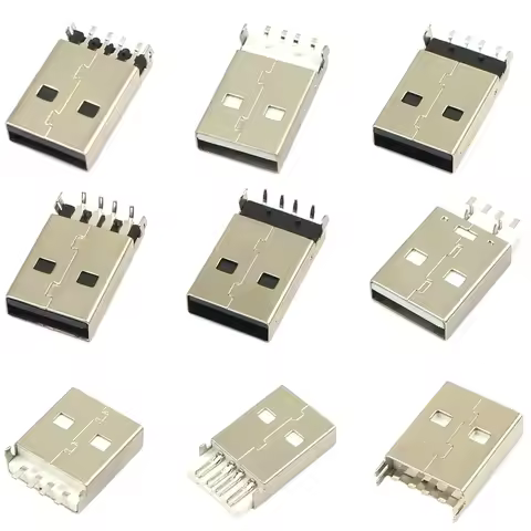 10pcs USB 2.0 AM 4P Male Connector Type A 4 Pin SMT SMD DIP Panel Mount Plug Jack Socket Connector D