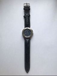 LLOYD 銀色圓形藍色錶面星期、月份、日曆及24小時功能藍色皮帶手錶