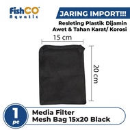 Mesh Bag Kantong Tas Media Filter Aquarium &amp; Kolam Ikan 15x20cm BLACK