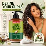 1 Bottle 280ml Coconut Nourishing Curly Hair Styling Cream, Plant-Based Moisturizing Lightweight Sty