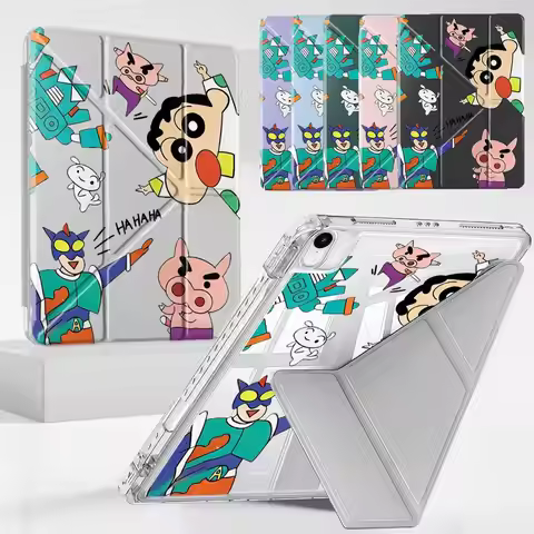 Crayon Shin-Chan Cartoon Y-Fold Holder Cover Tablet Case For iPad Air 4 5 M3 M2 1 2 M4 11inch Mini 6
